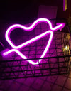 One Arrow Through The Heart Shape Latex Neon Lights